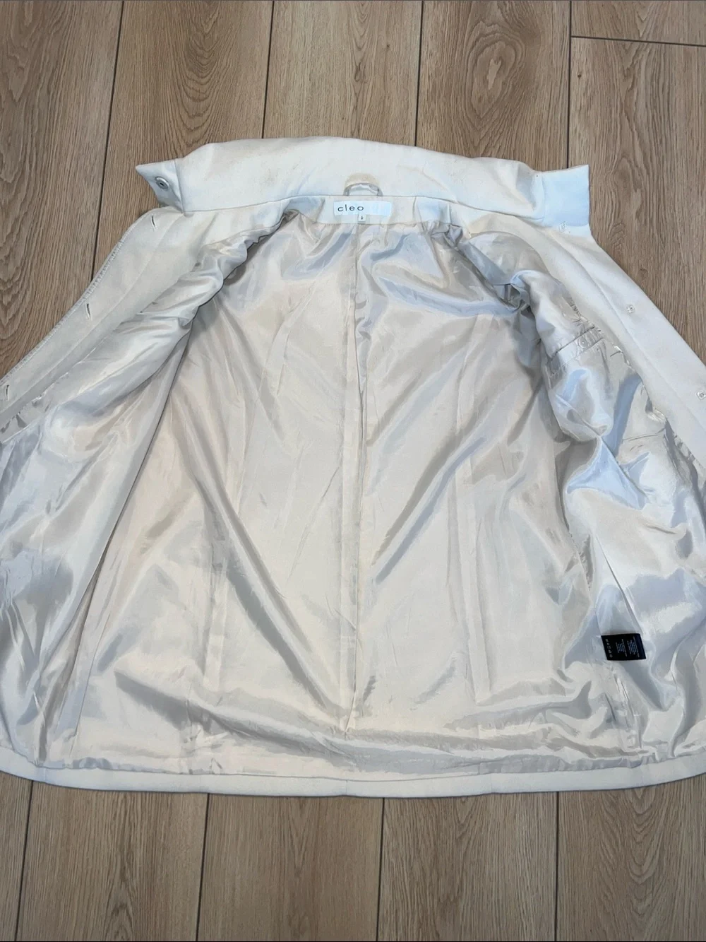 cleo Cream A-Line Stand Collar Trench Coat - Picture 7 of 14